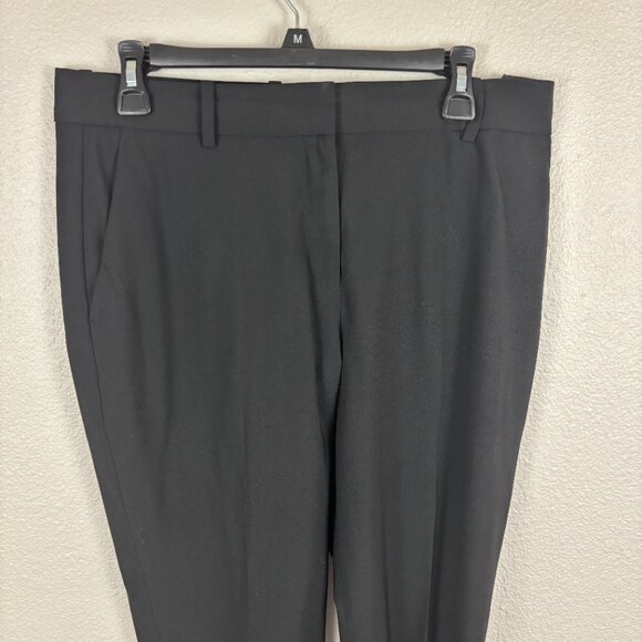 Theory Womens Black Stretch Mid Rise Straight Leg Flat Front Dress Pants Size 8 - Picture 2 of 11